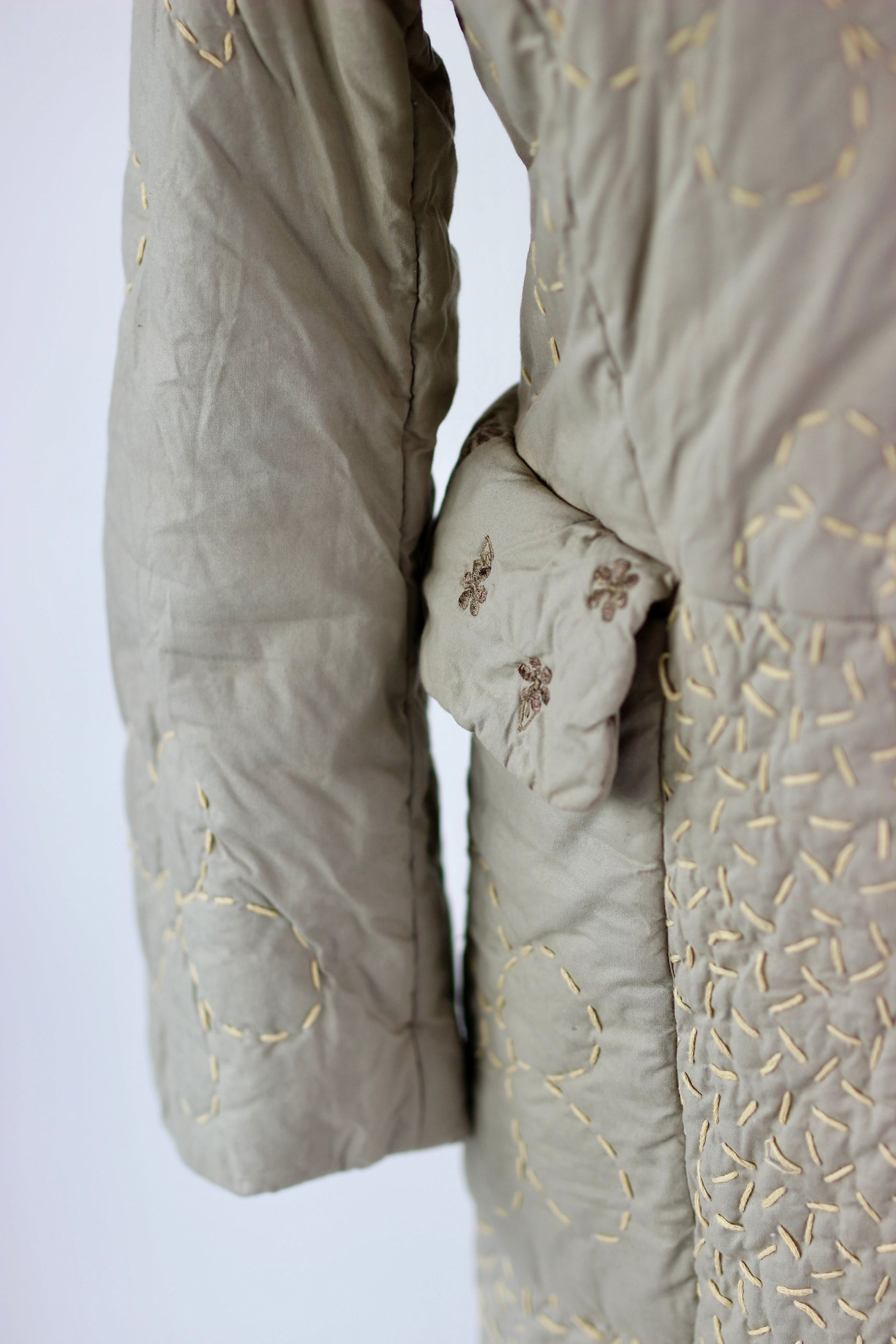 Y2K Quilted Camel/Grey Cotton Coat//Danish Design //Size M/L
