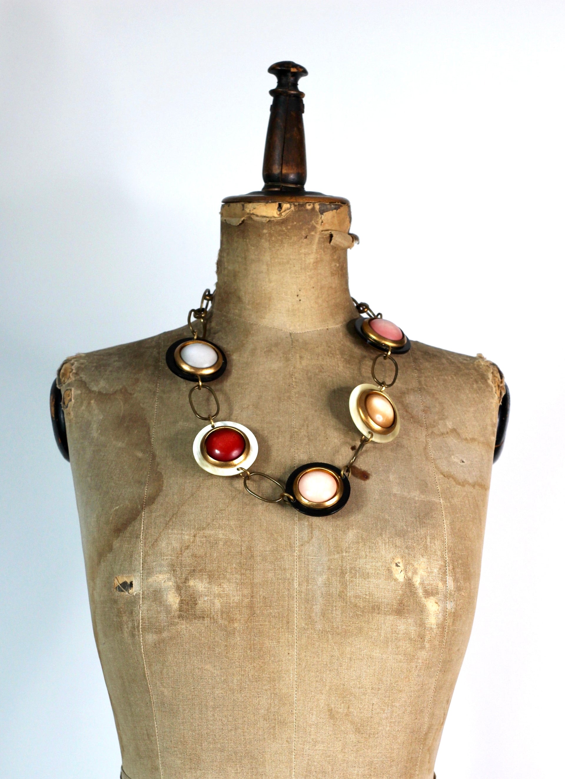 1980s Art Deco Style Brass Necklace