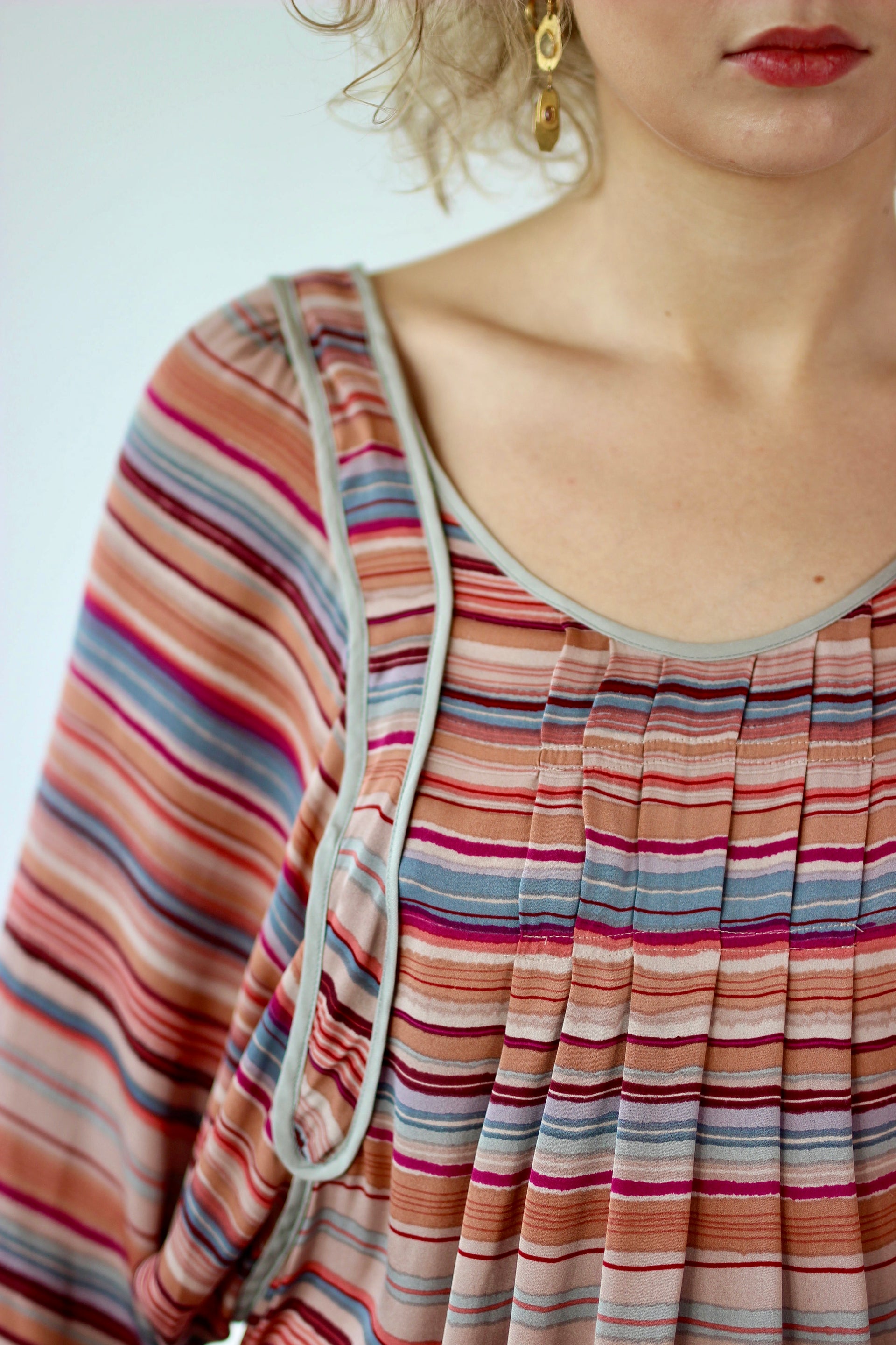 Y2K Vintage Multi Colored Mini Silk Dress//Danish Design//Size S