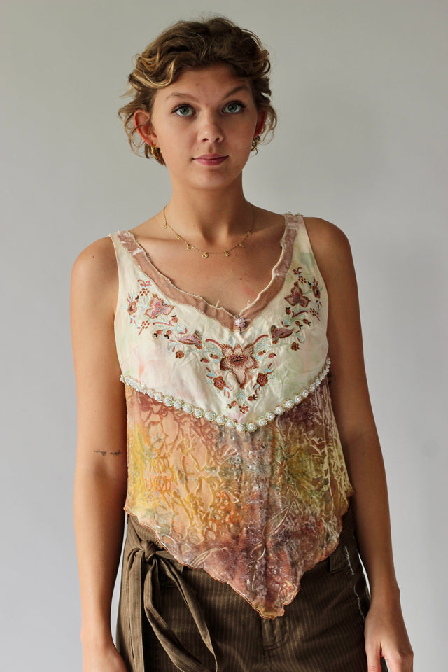 Vintage Boho Embroidered Top // Size S/M