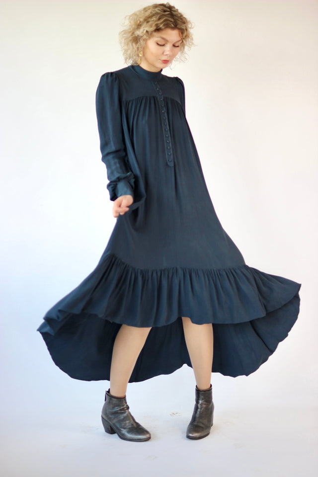 Y2K Blue Maxi Silk Dress//Danish Design//Size S/M