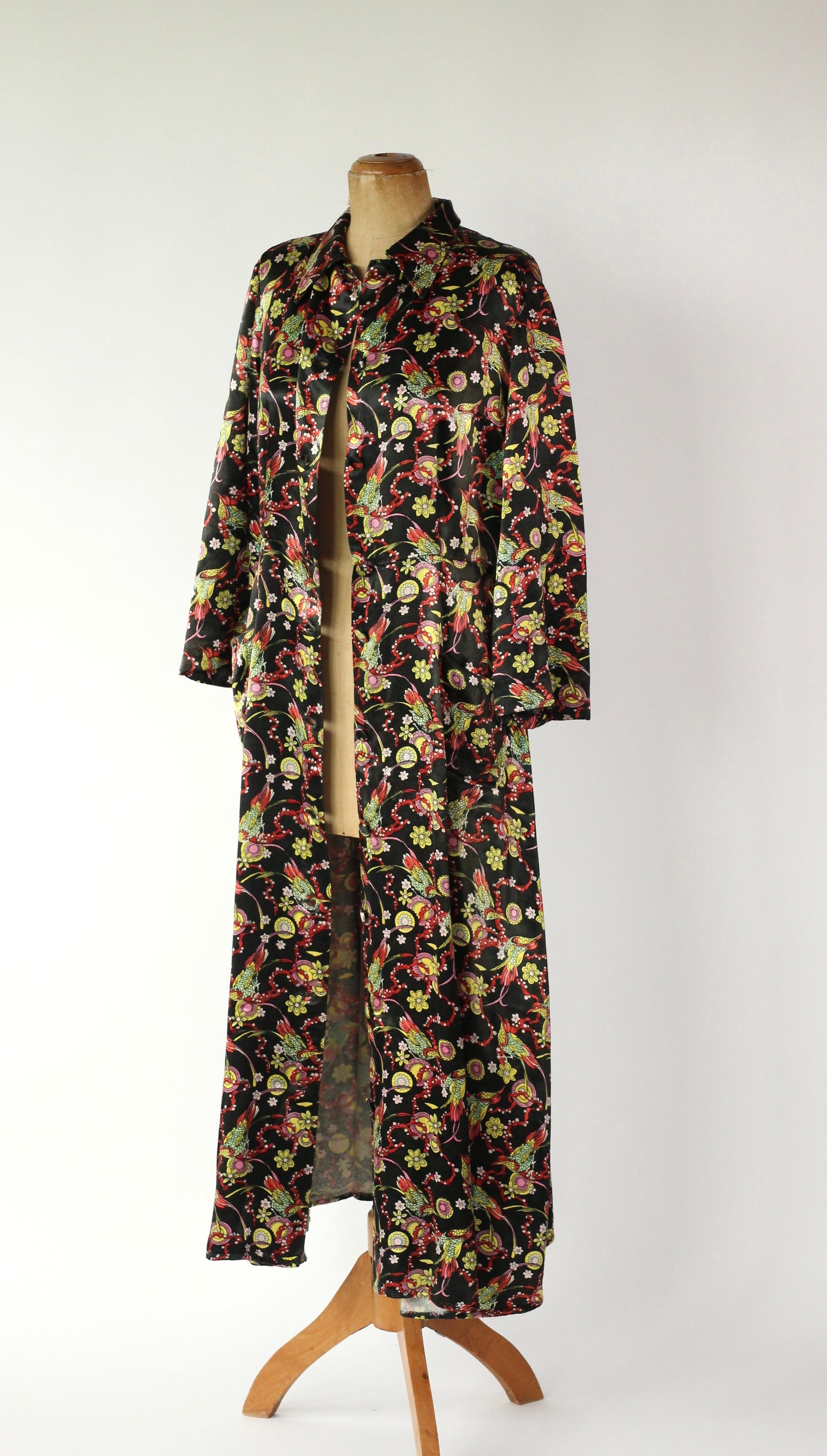 1940s Black Maxi Robe//Size L