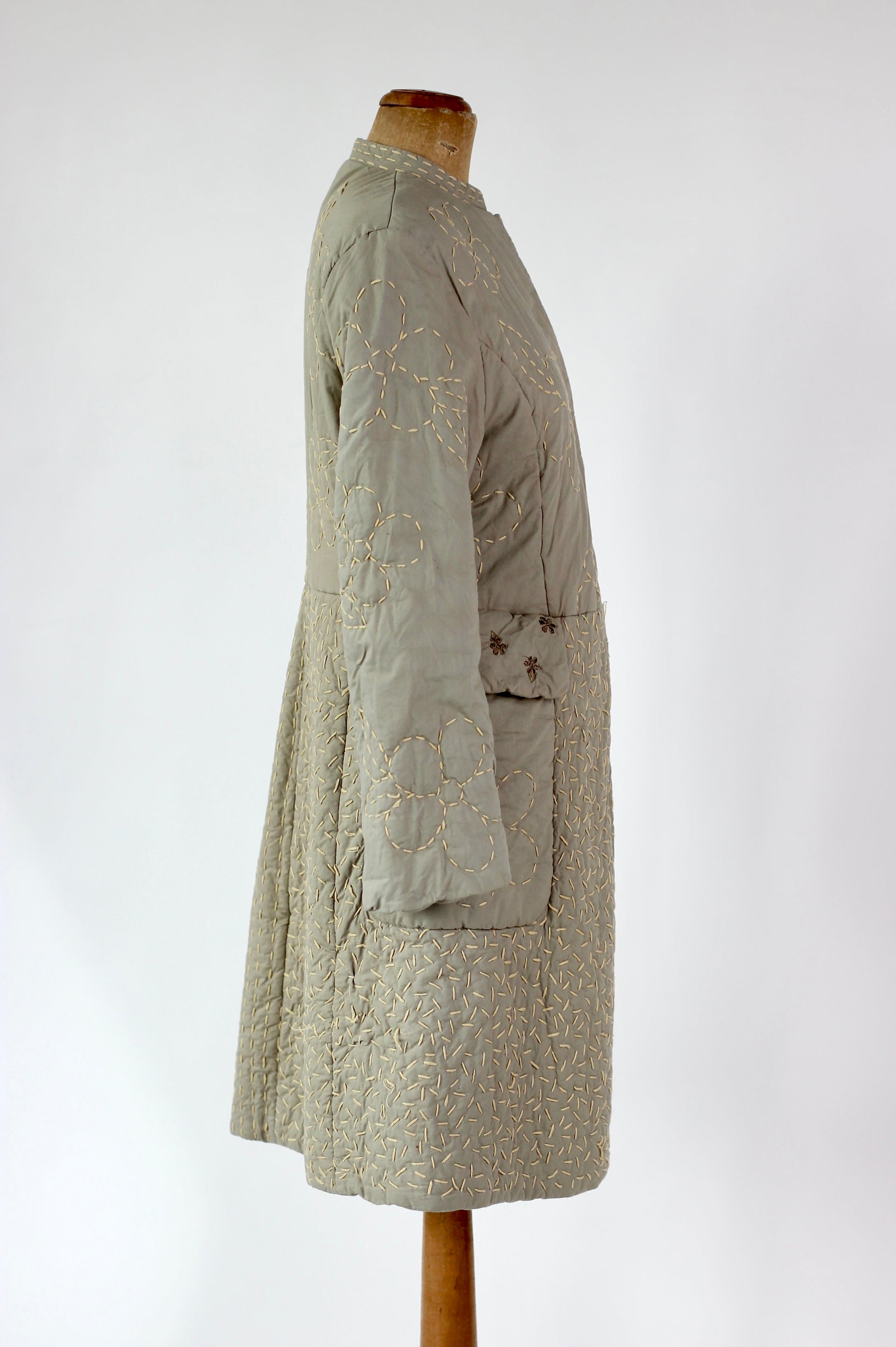 Y2K Quilted Camel/Grey Cotton Coat//Danish Design //Size M/L