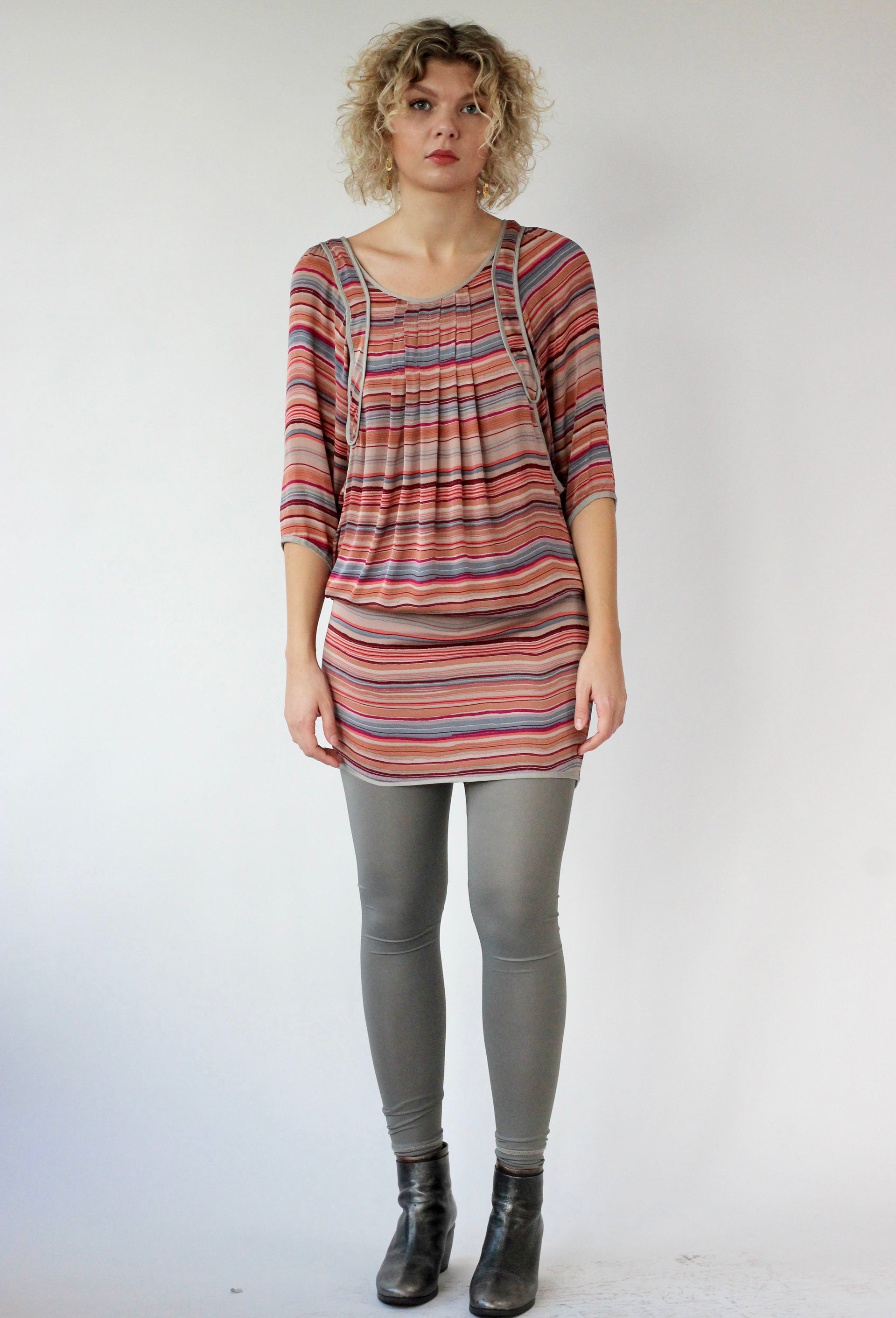Y2K Vintage Multi Colored Mini Silk Dress//Danish Design//Size S
