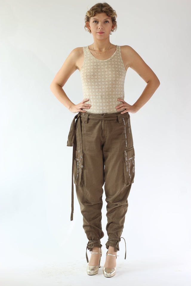Y2K Vintage Low-waisted Army Green Pants // Danish Design // Size M