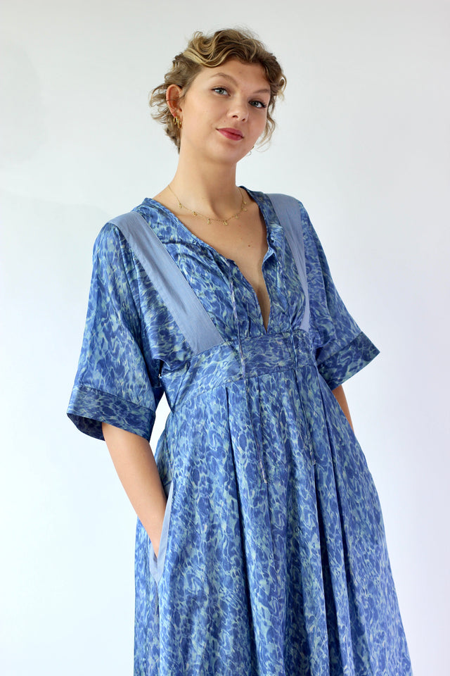 Y2K Vintage Blue Maxi Dress//Danish Design//Size S/M