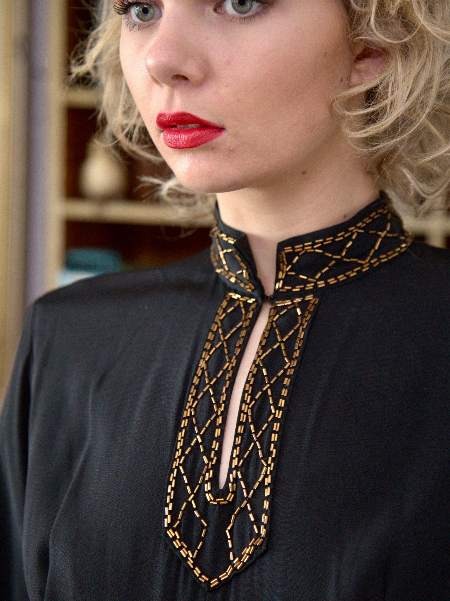 1940s Vintage Black Evening Gown Dress // Size S