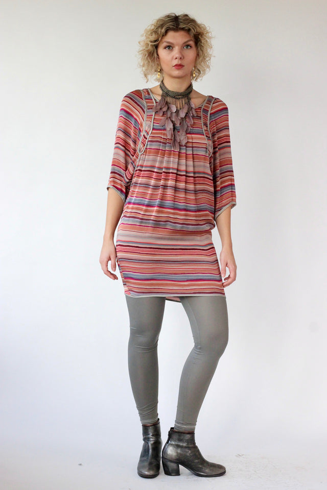 Y2K Vintage Multi Colored Mini Silk Dress//Danish Design//Size S