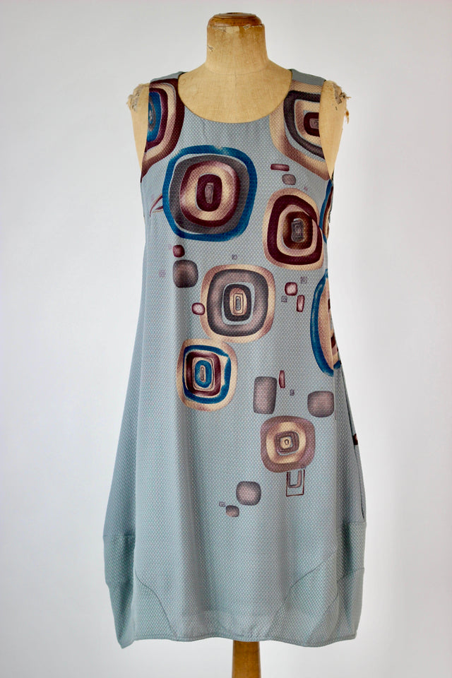 Vintage Dusty Blue Silk Dress//Danish Design//Size M
