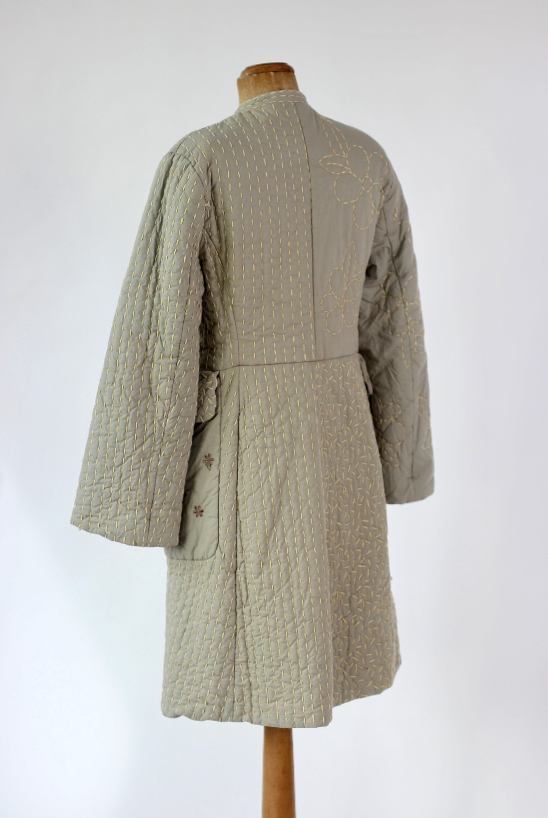 Y2K Quilted Camel/Grey Cotton Coat//Danish Design //Size M/L