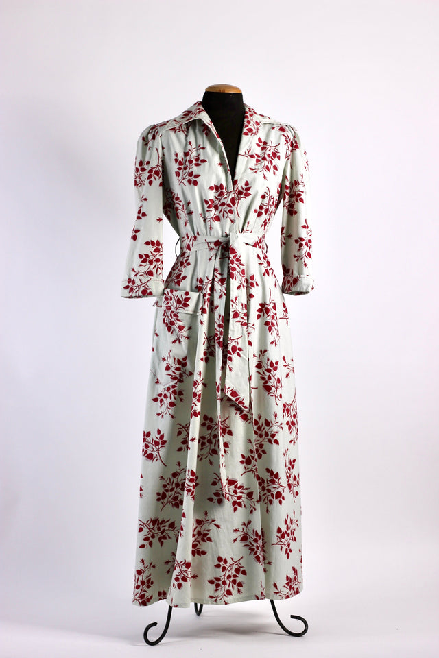1940s Vintage Light Grey Robe/Dress/Coat // Size M