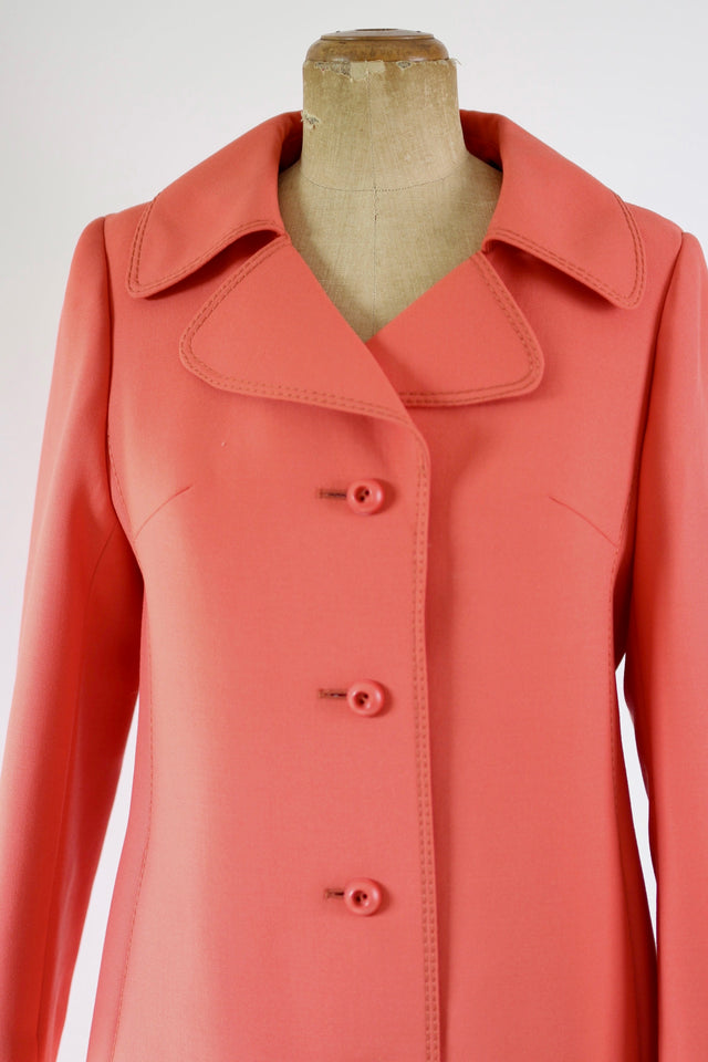 1960s Vintage Wool Coral Coat // Size S/M
