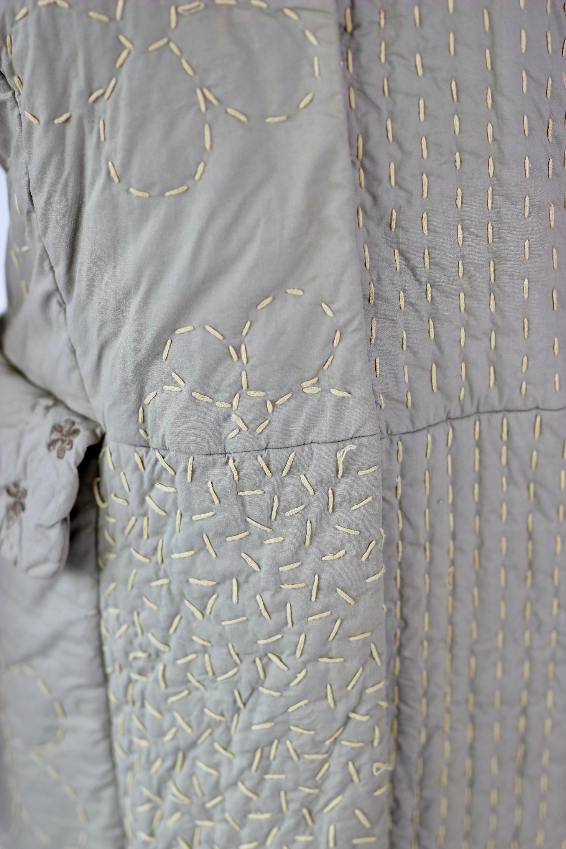 Y2K Quilted Camel/Grey Cotton Coat//Danish Design //Size M/L