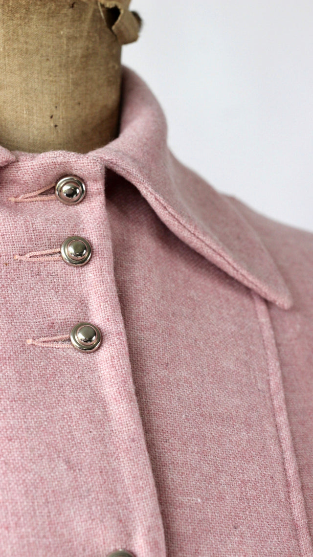 1960/70s Pink Wool Jacket with Silver Buttons