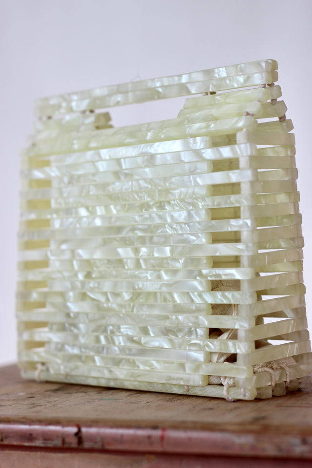 Vintage Ivory Lucite/Acrylic Handbag Purse