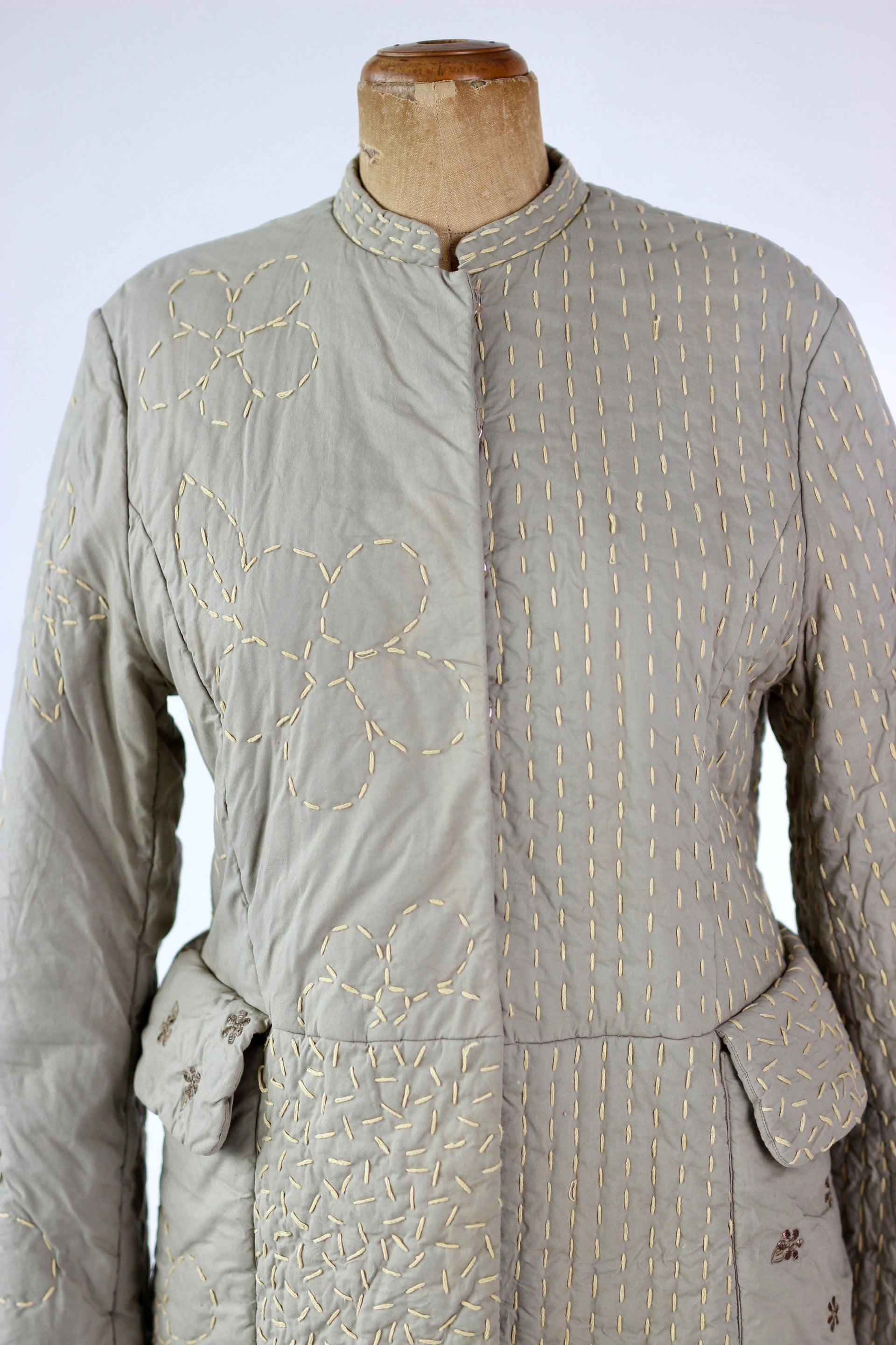 Y2K Quilted Camel/Grey Cotton Coat//Danish Design //Size M/L