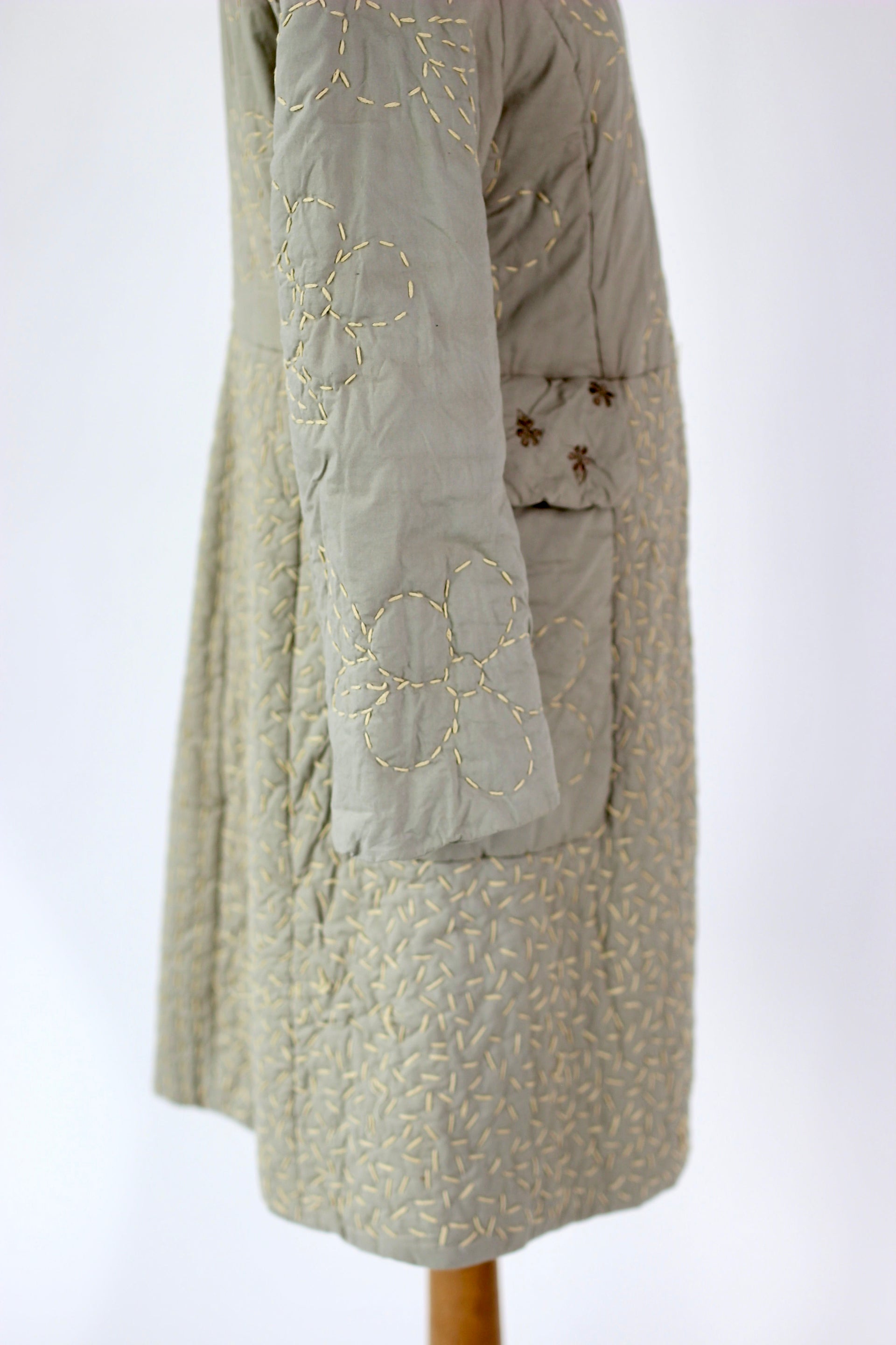 Y2K Quilted Camel/Grey Cotton Coat//Danish Design //Size M/L