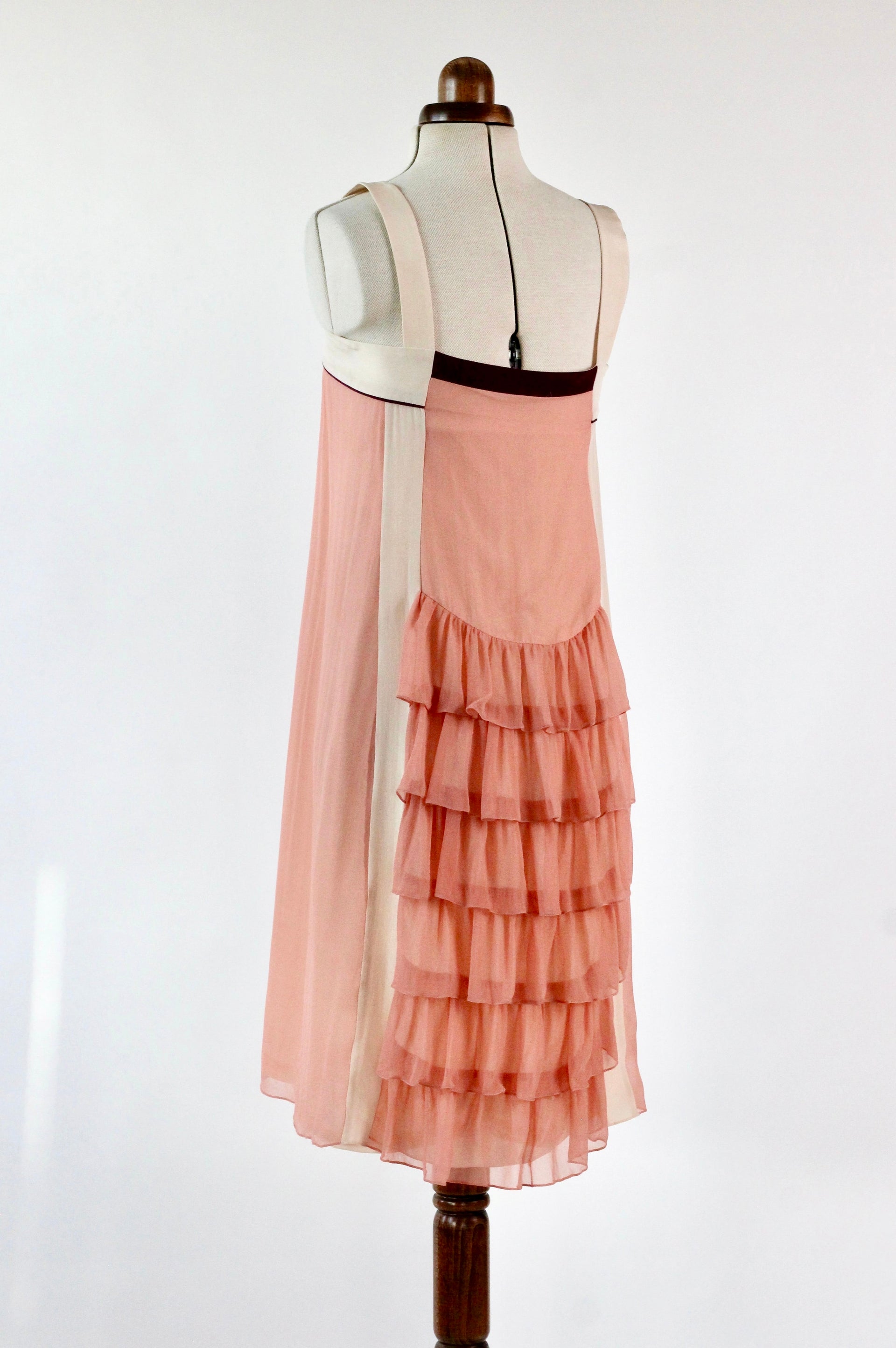 Pale Pink Silk Chiffon Dress - 1920s Inspired // Size S/M