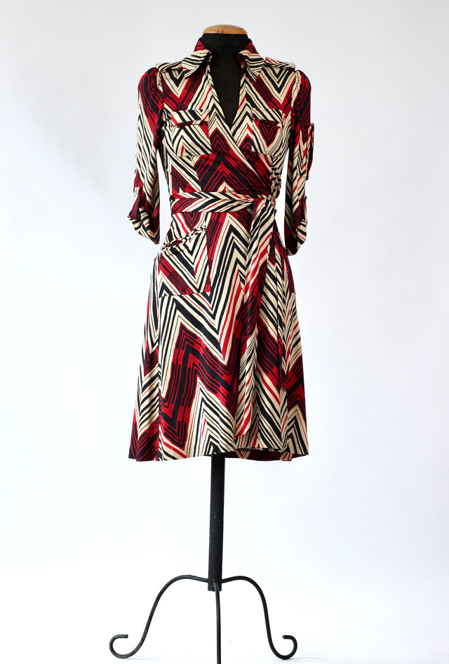 Vintage Silk Wrap Dress // Size M