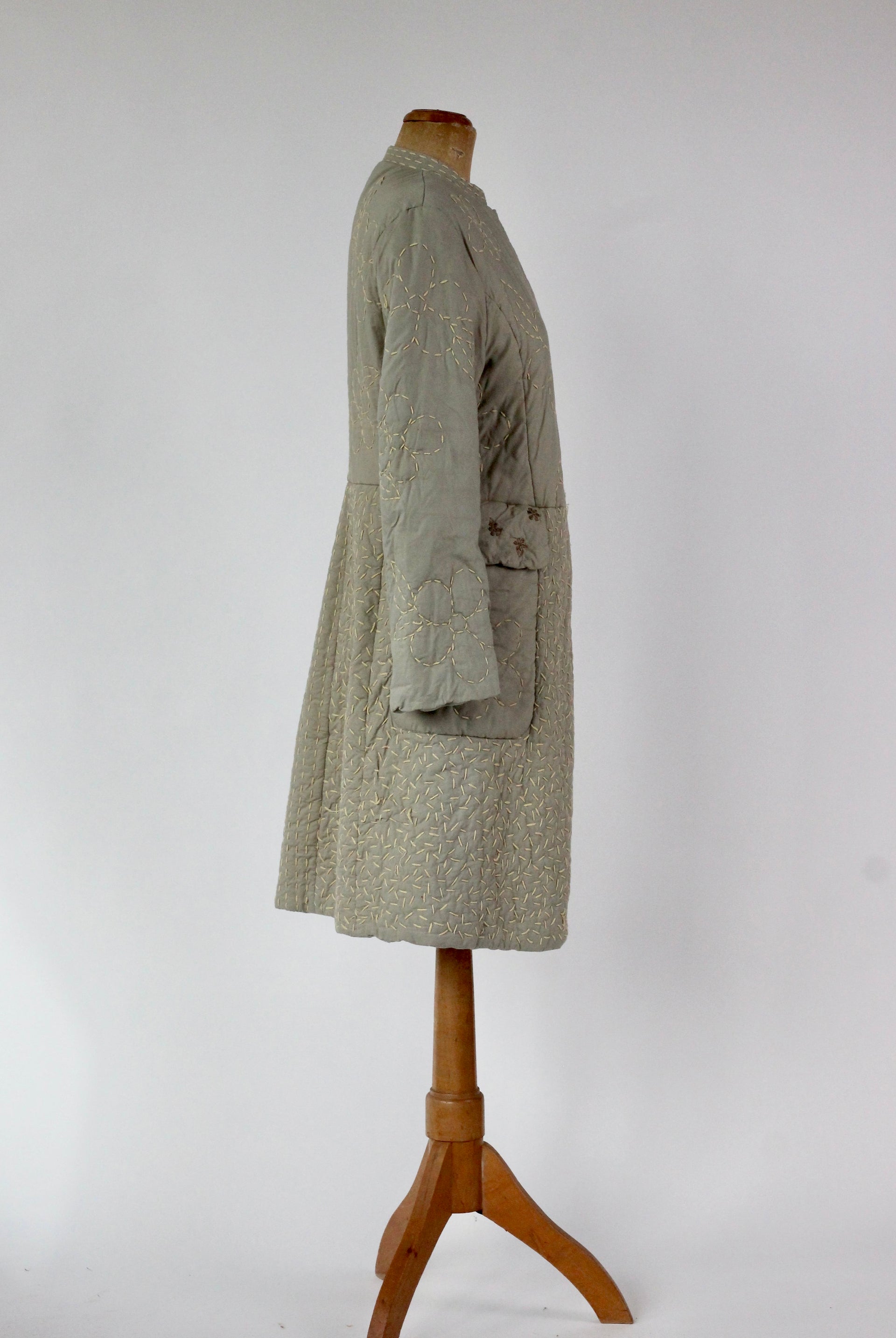 Y2K Quilted Camel/Grey Cotton Coat//Danish Design //Size M/L