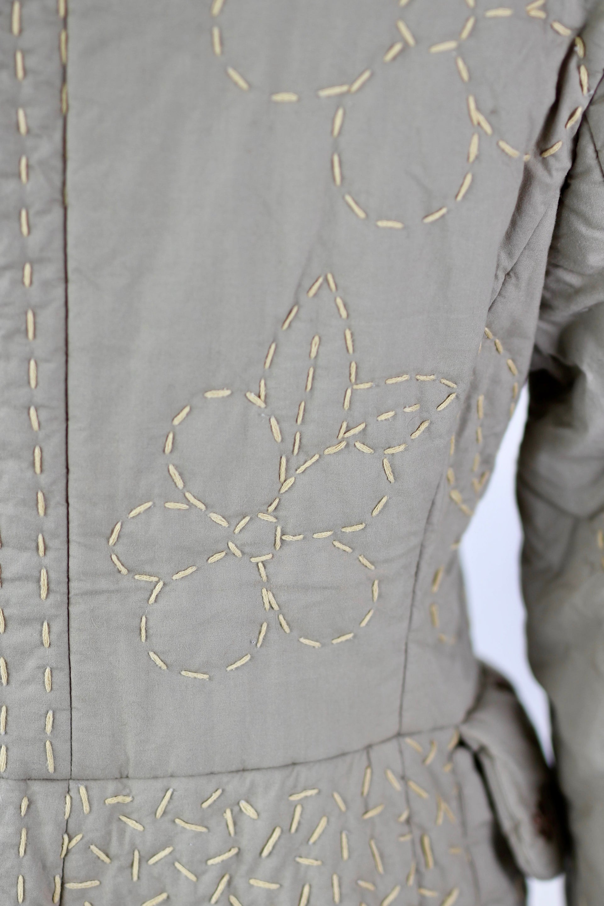 Y2K Quilted Camel/Grey Cotton Coat//Danish Design //Size M/L