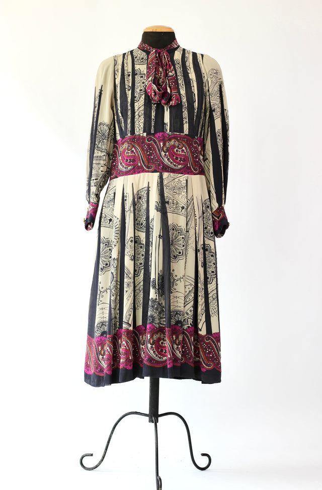 1980s Vintage Silk Dress//Size M