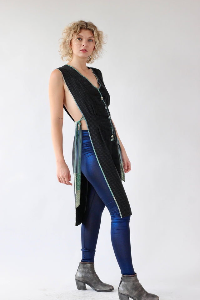Y2K Vintage Black Silke Open Dress//Danish Design//Size S/M