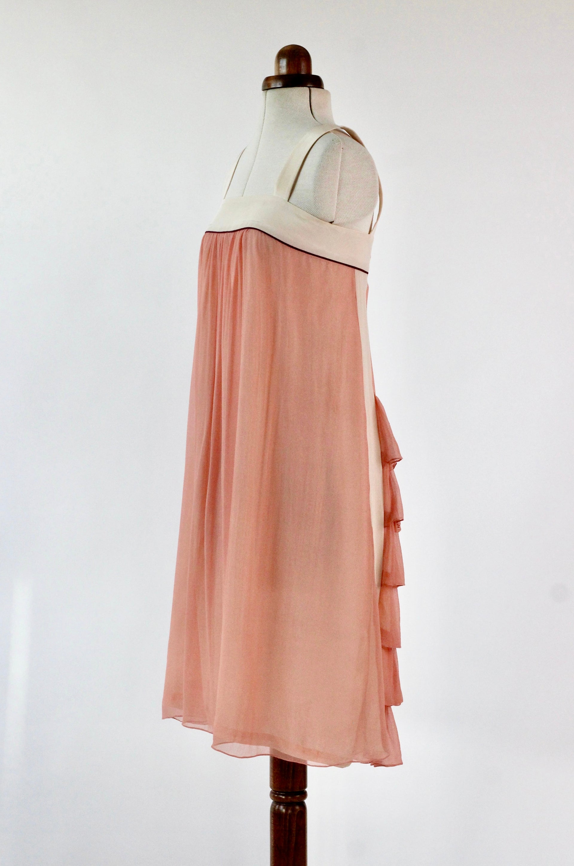 Pale Pink Silk Chiffon Dress - 1920s Inspired // Size S/M