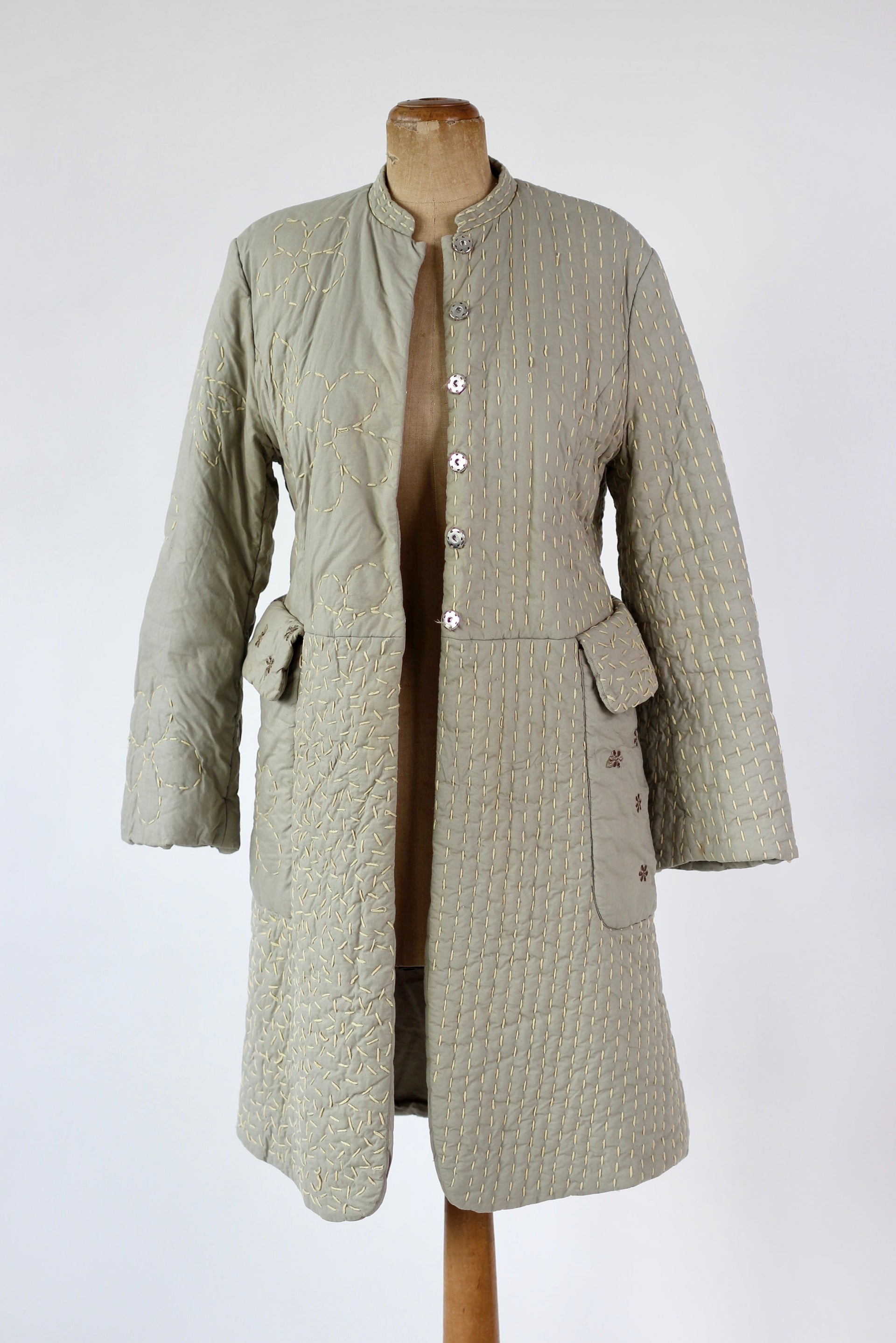 Y2K Quilted Camel/Grey Cotton Coat//Danish Design //Size M/L