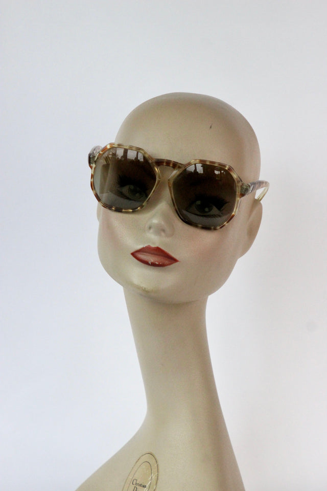 Mary Quant, London 1960s Vintage Oversized Tortoise Sunglassses with Dark Lenses