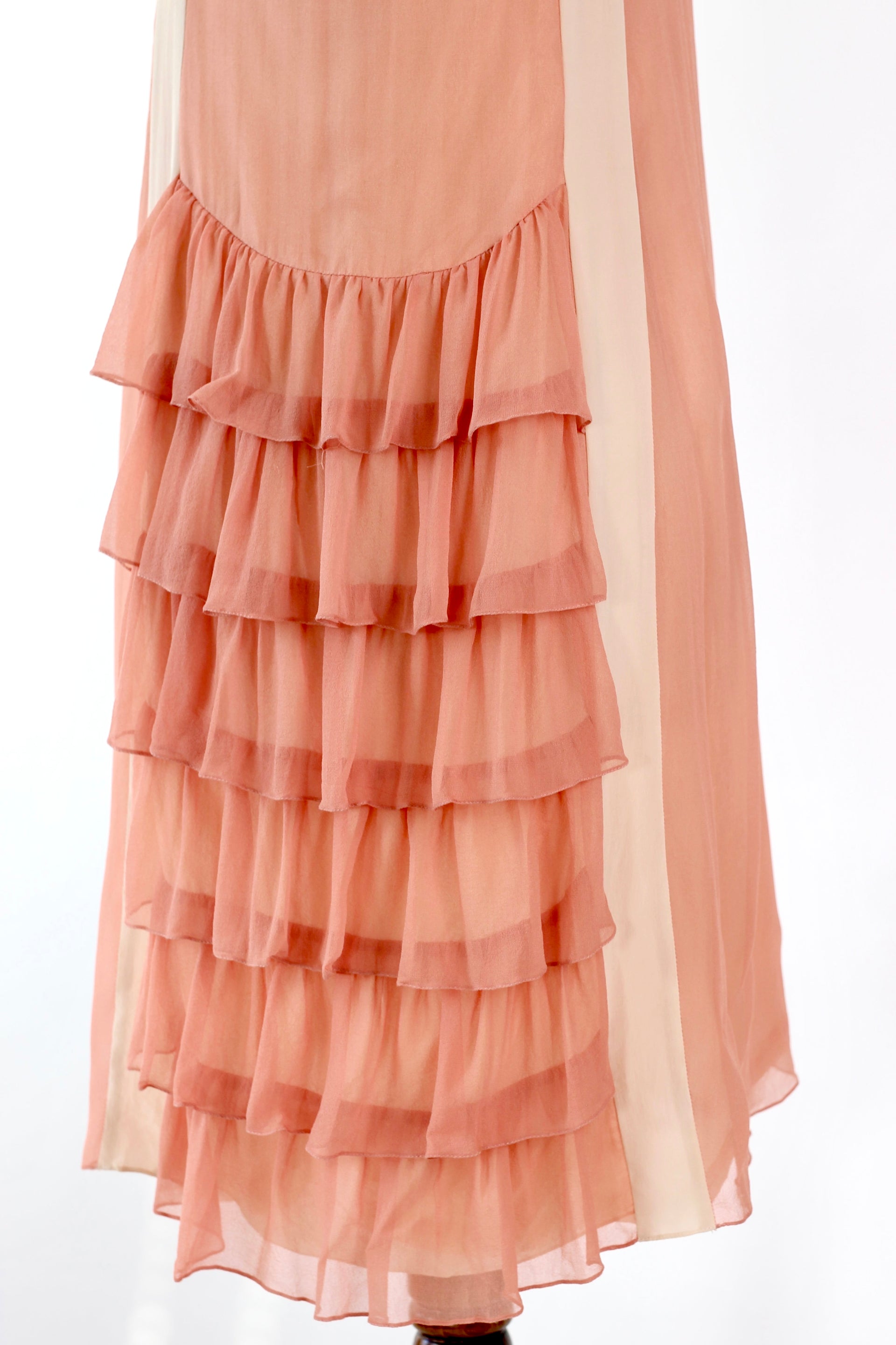 Pale Pink Silk Chiffon Dress - 1920s Inspired // Size S/M