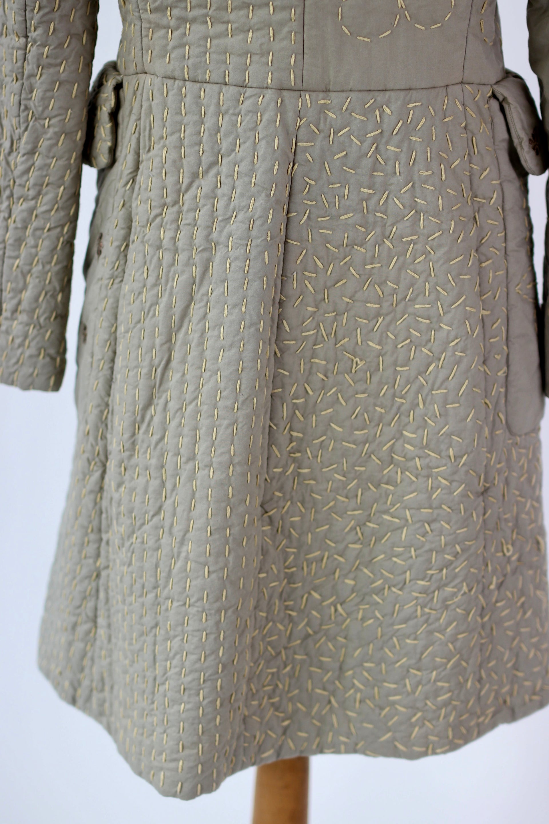 Y2K Quilted Camel/Grey Cotton Coat//Danish Design //Size M/L