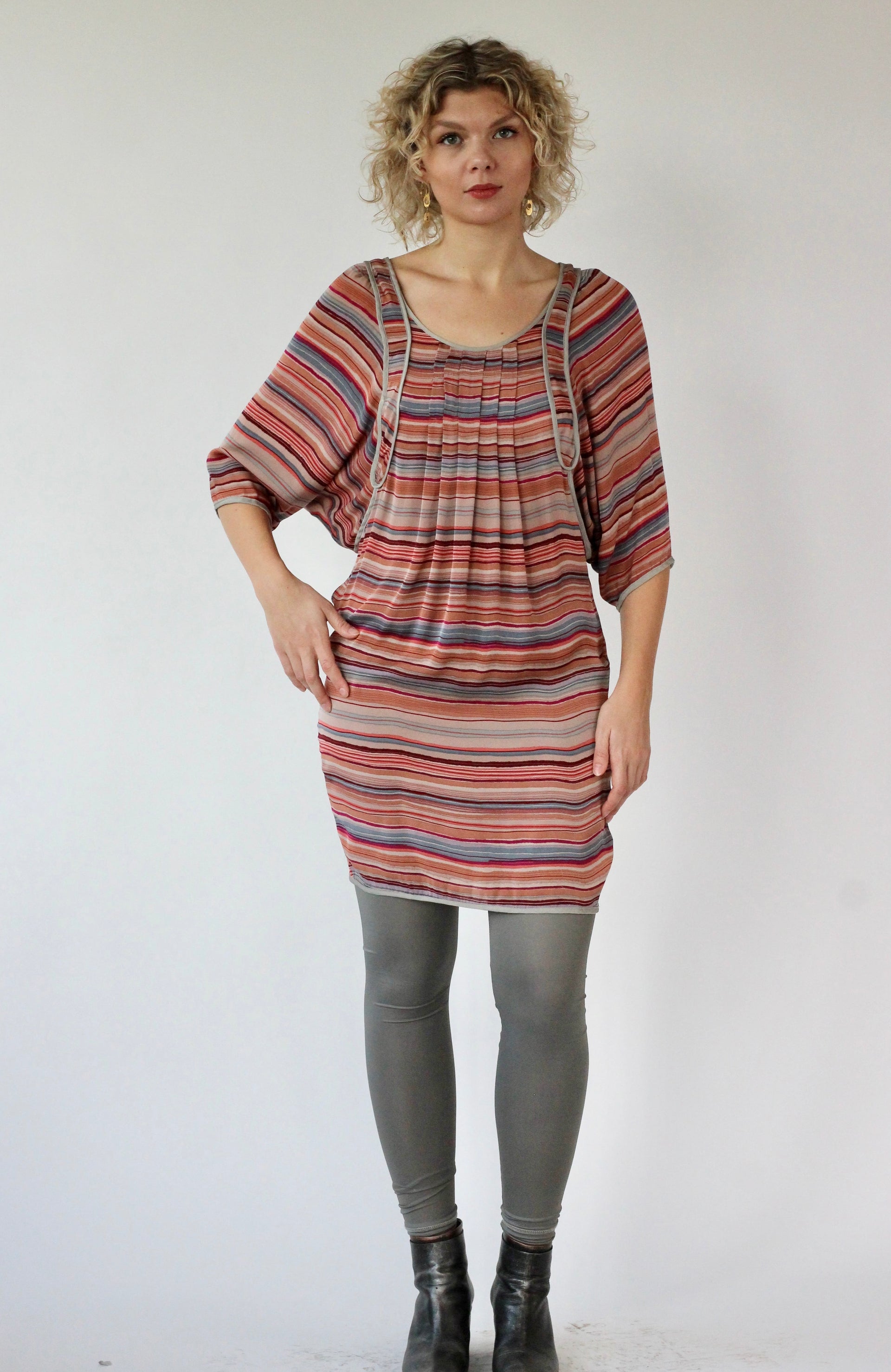 Y2K Vintage Multi Colored Mini Silk Dress//Danish Design//Size S