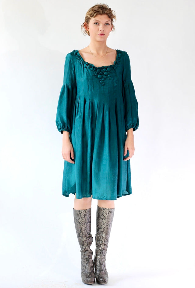 Y2K Vintage Green Silk Dress//Danish Design//Size S