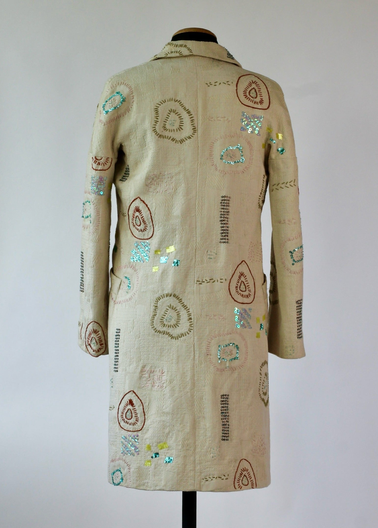 Y2K Embroidered Cream Coat//Danish Design //Size S/M