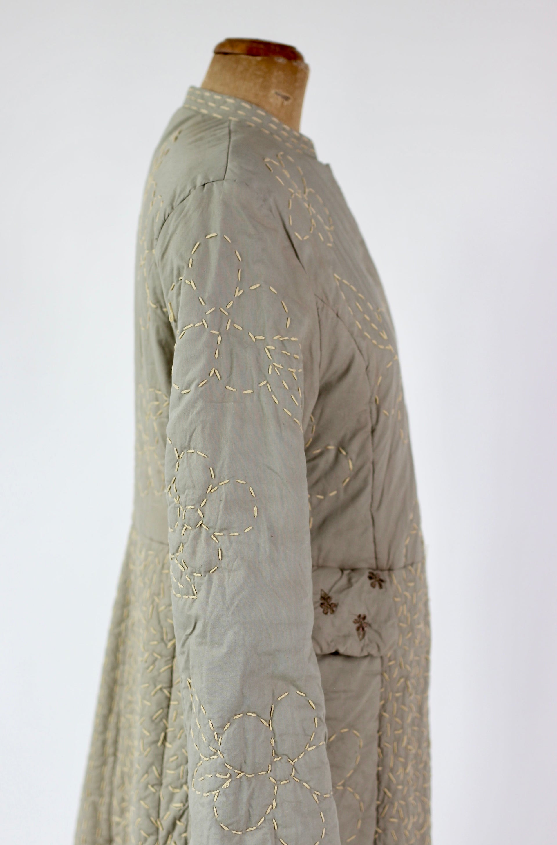 Y2K Quilted Camel/Grey Cotton Coat//Danish Design //Size M/L