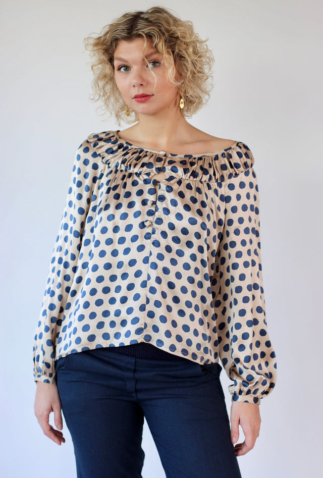 Y2K Vintage Ivory Silk Blouse//Danish Design //Size S/M