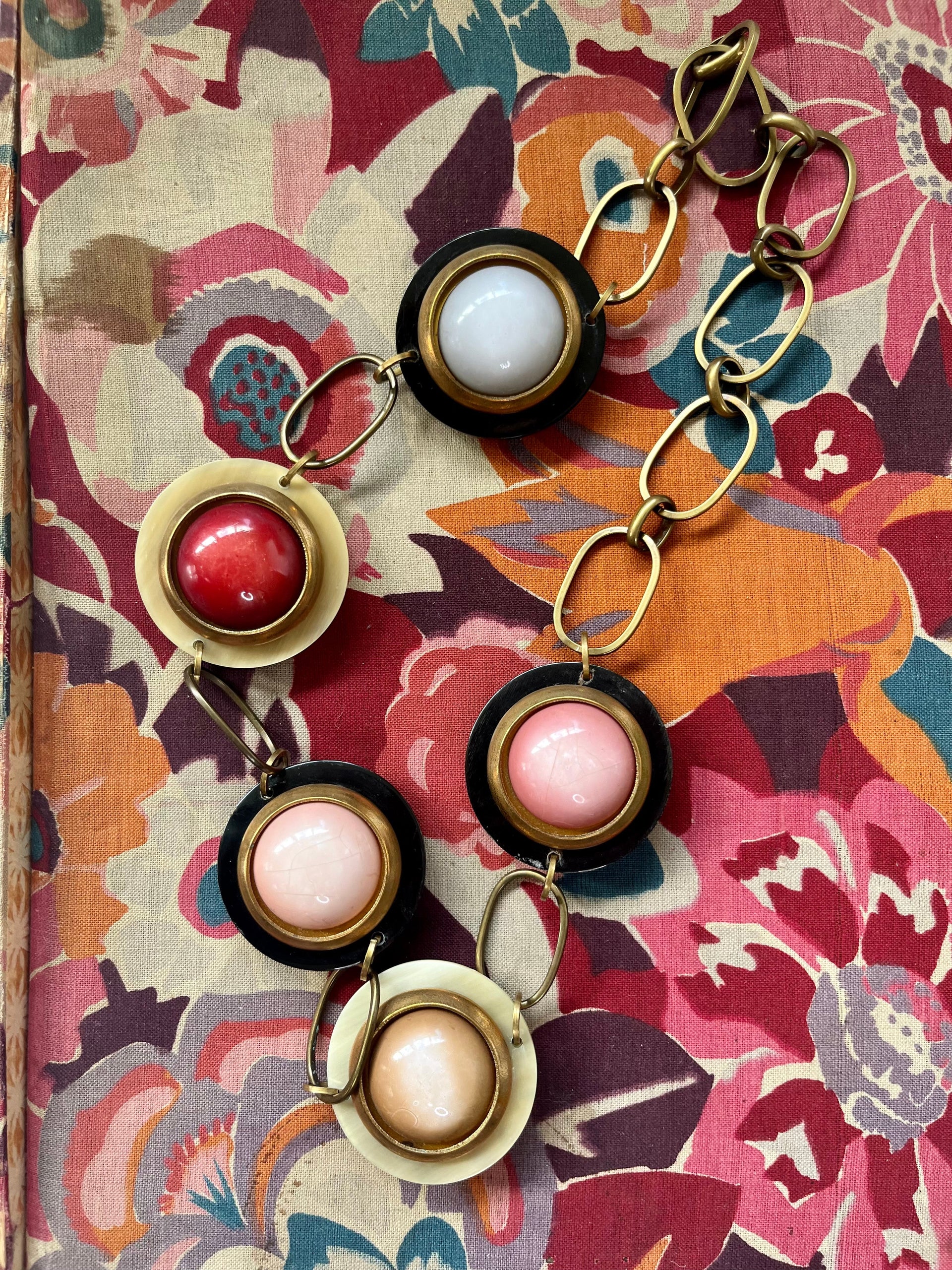 1980s Art Deco Style Brass Necklace