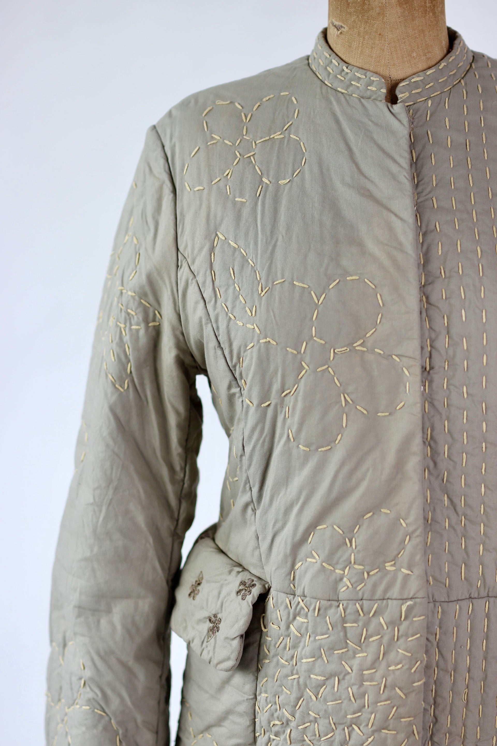 Y2K Quilted Camel/Grey Cotton Coat//Danish Design //Size M/L