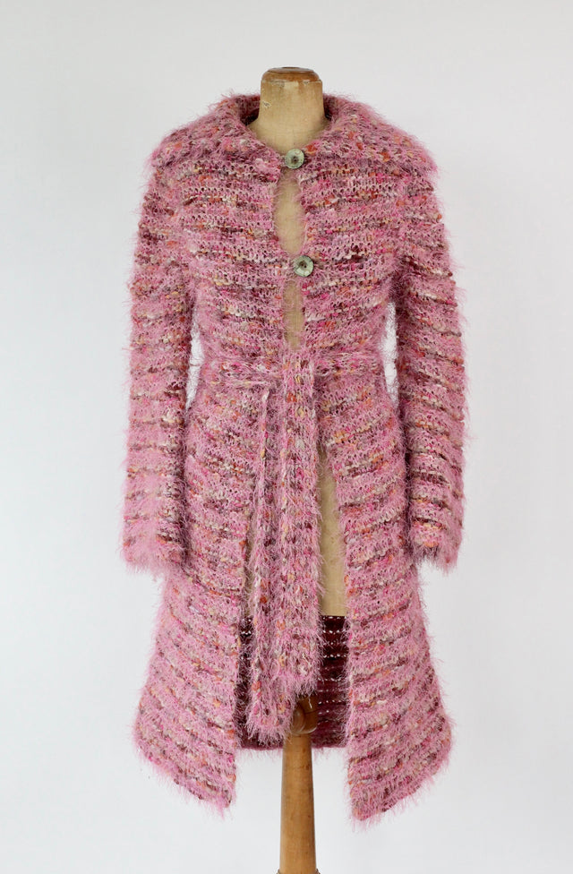 Vintage Y2K Long Wool Cardigan in Bright Colors // Size S/M