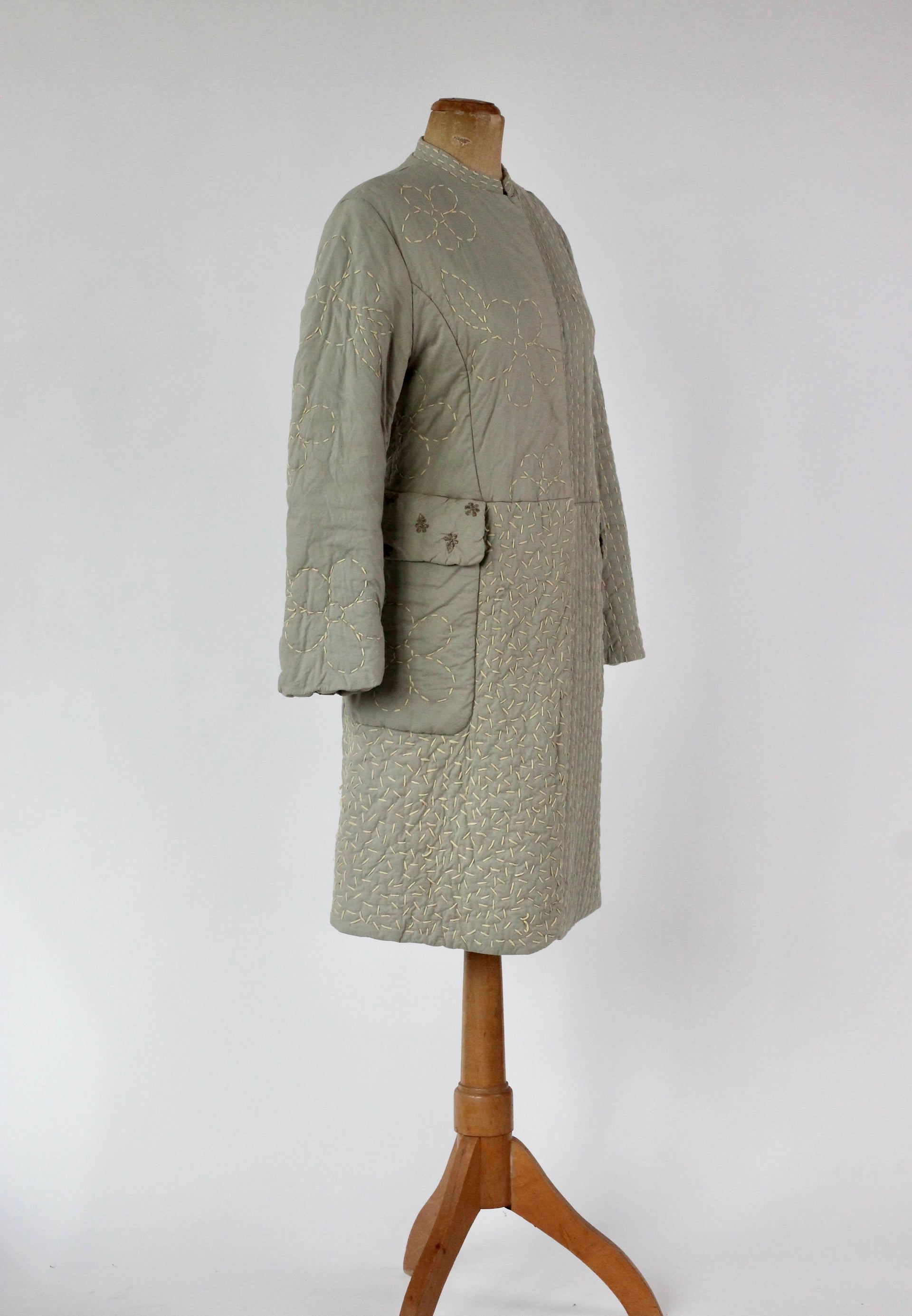 Y2K Quilted Camel/Grey Cotton Coat//Danish Design //Size M/L