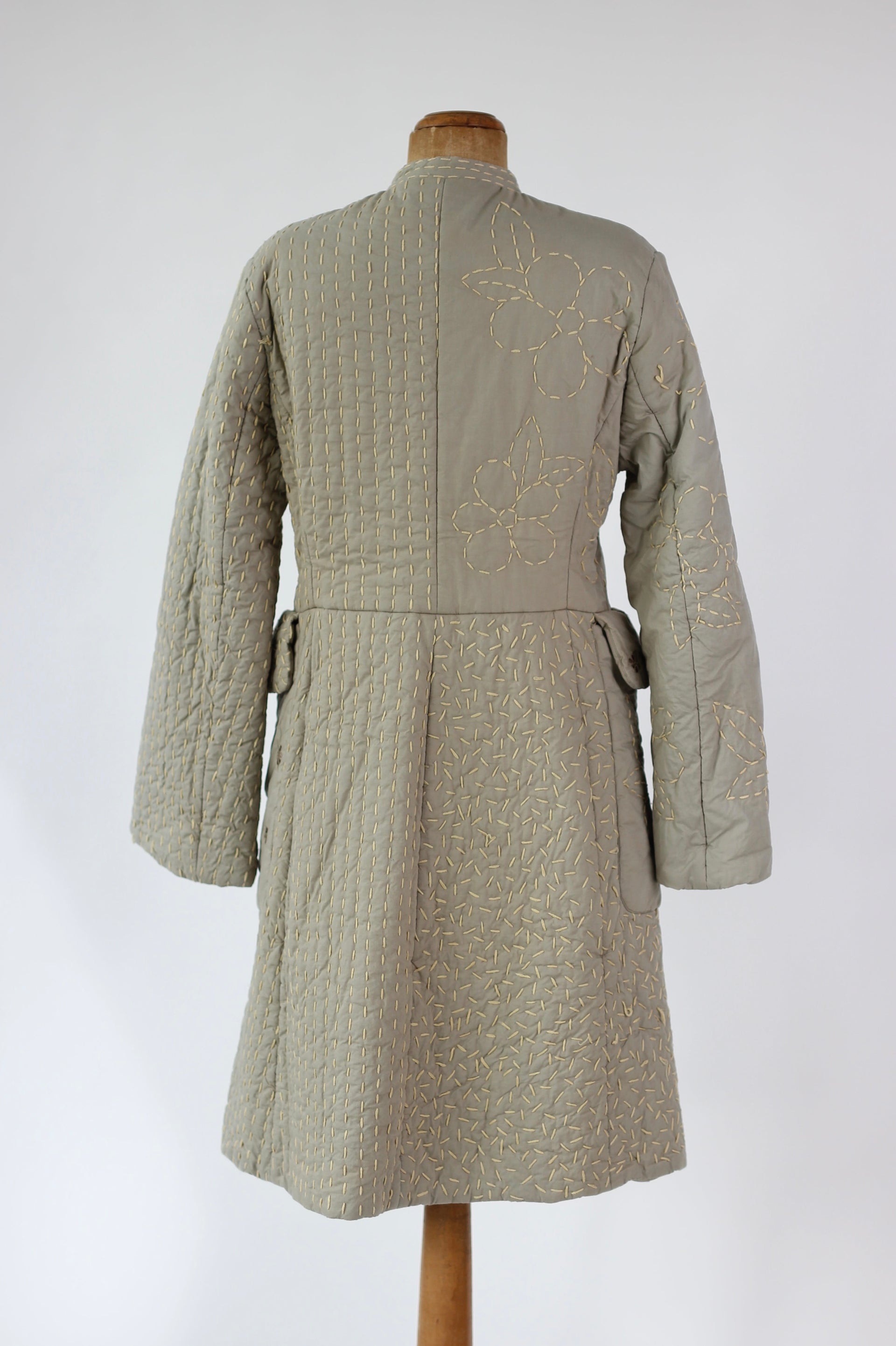 Y2K Quilted Camel/Grey Cotton Coat//Danish Design //Size M/L