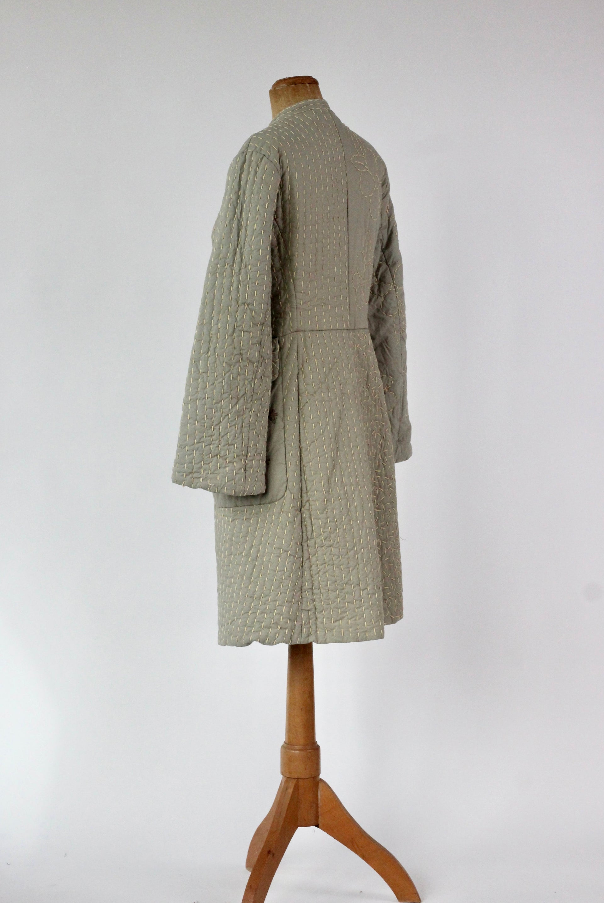 Y2K Quilted Camel/Grey Cotton Coat//Danish Design //Size M/L