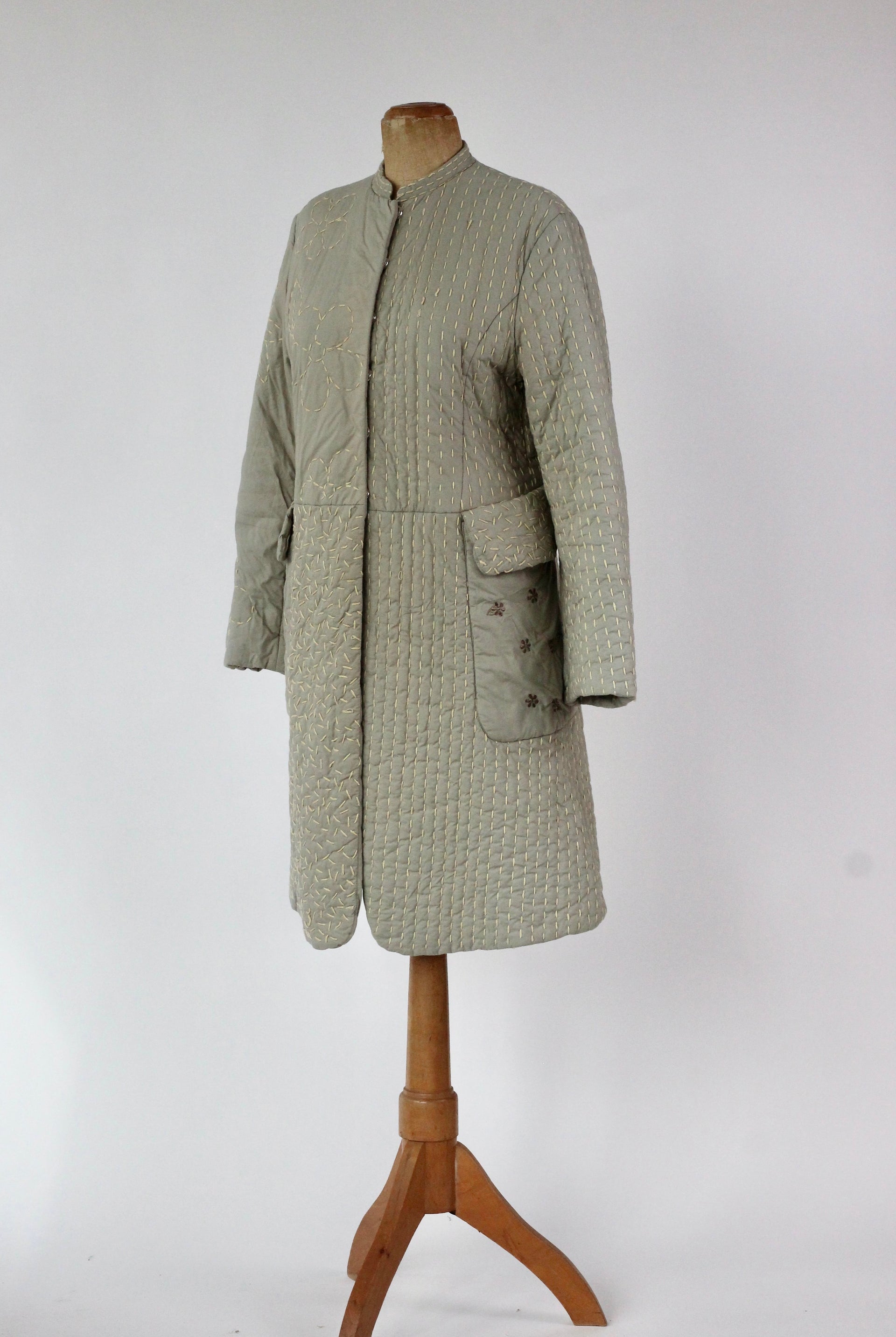 Y2K Quilted Camel/Grey Cotton Coat//Danish Design //Size M/L