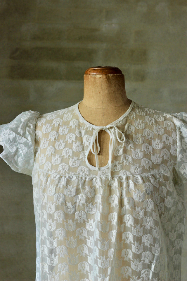 1960s Vintage Sheer Slip Dress in Light Blue//Size S/M
