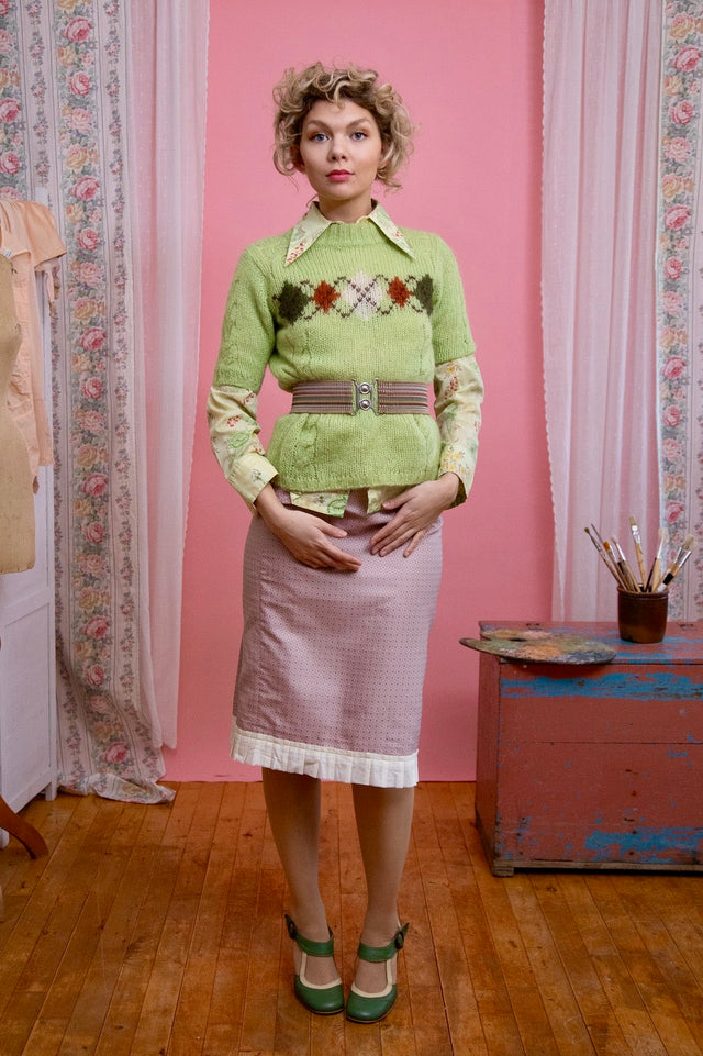 Late 1990s Vintage Rose Pencil Skirt // Danish Design // Size S/M