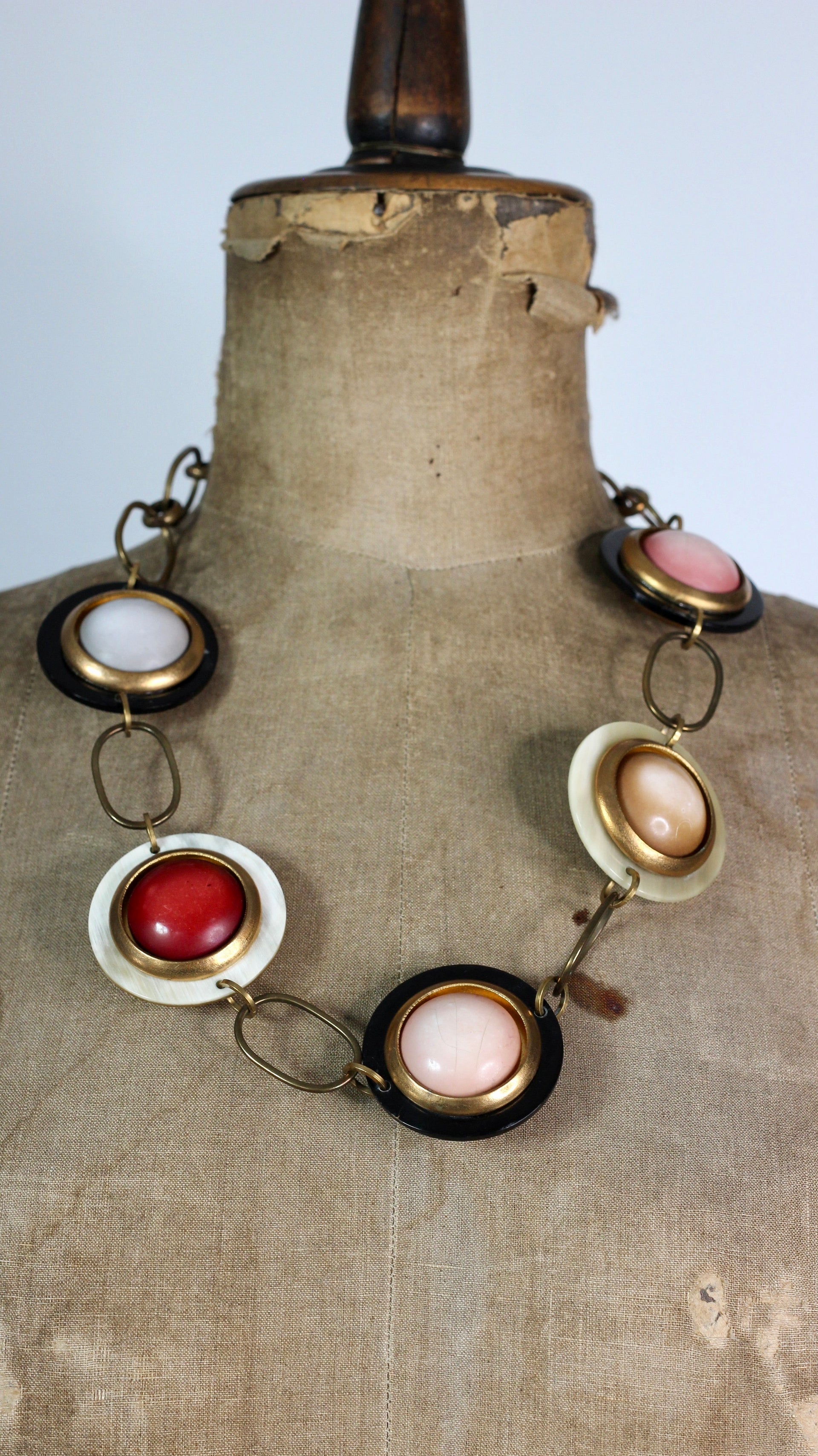 1980s Art Deco Style Brass Necklace