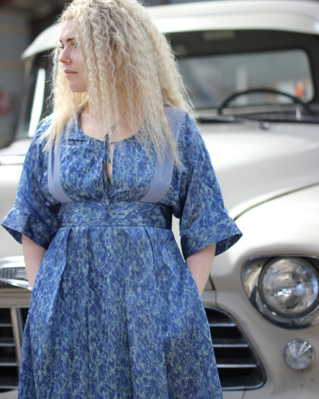 Y2K Vintage Blue Maxi Dress//Danish Design//Size M/L