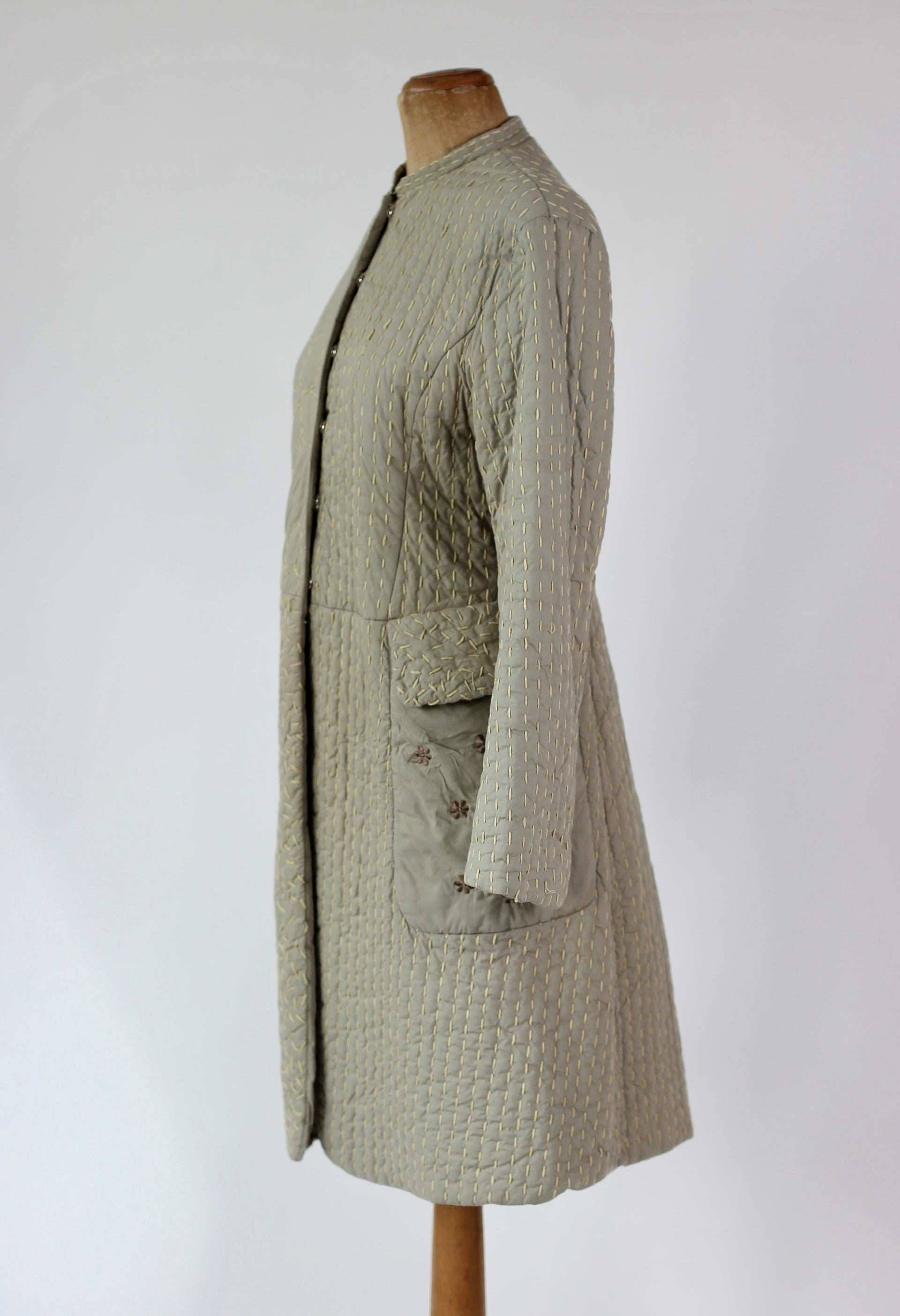 Y2K Quilted Camel/Grey Cotton Coat//Danish Design //Size M/L
