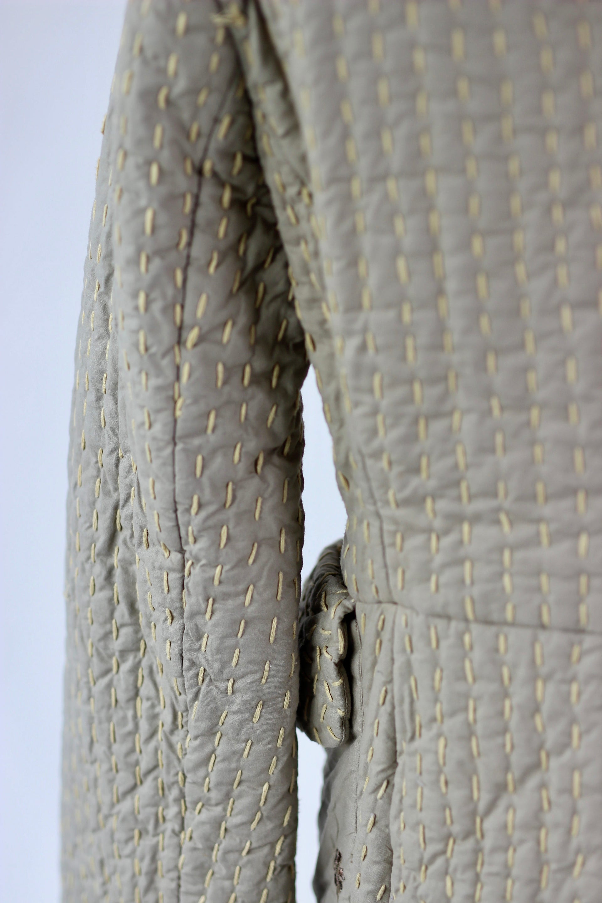 Y2K Quilted Camel/Grey Cotton Coat//Danish Design //Size M/L